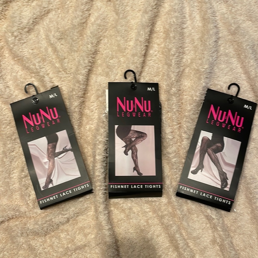 3 Pairs of Fishnet Lace Tights (M/L)